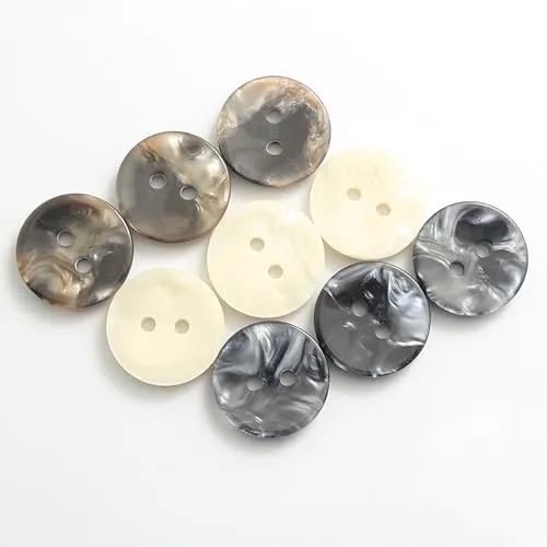 20PCS Resin Round Buttons Craft Sewing Snaps 2 Holes Handmade DIY Accessories (Beige, 13mm)
