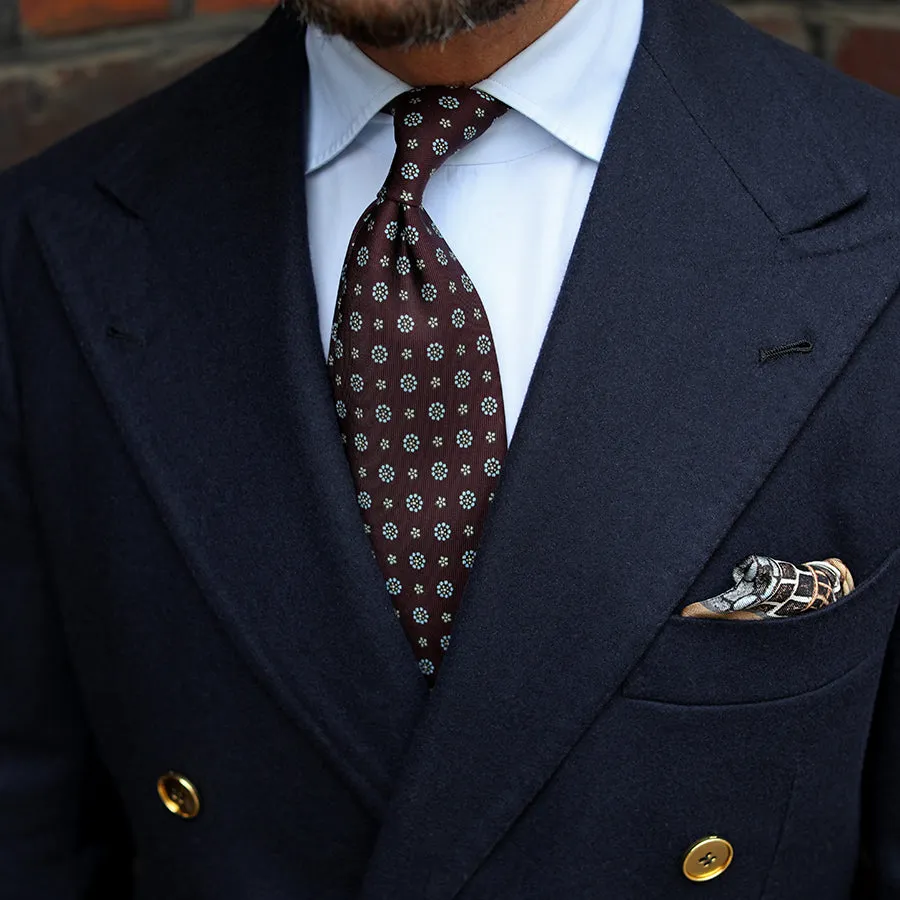 Anniversary Collection - Floral Printed Silk Tie - Eggplant