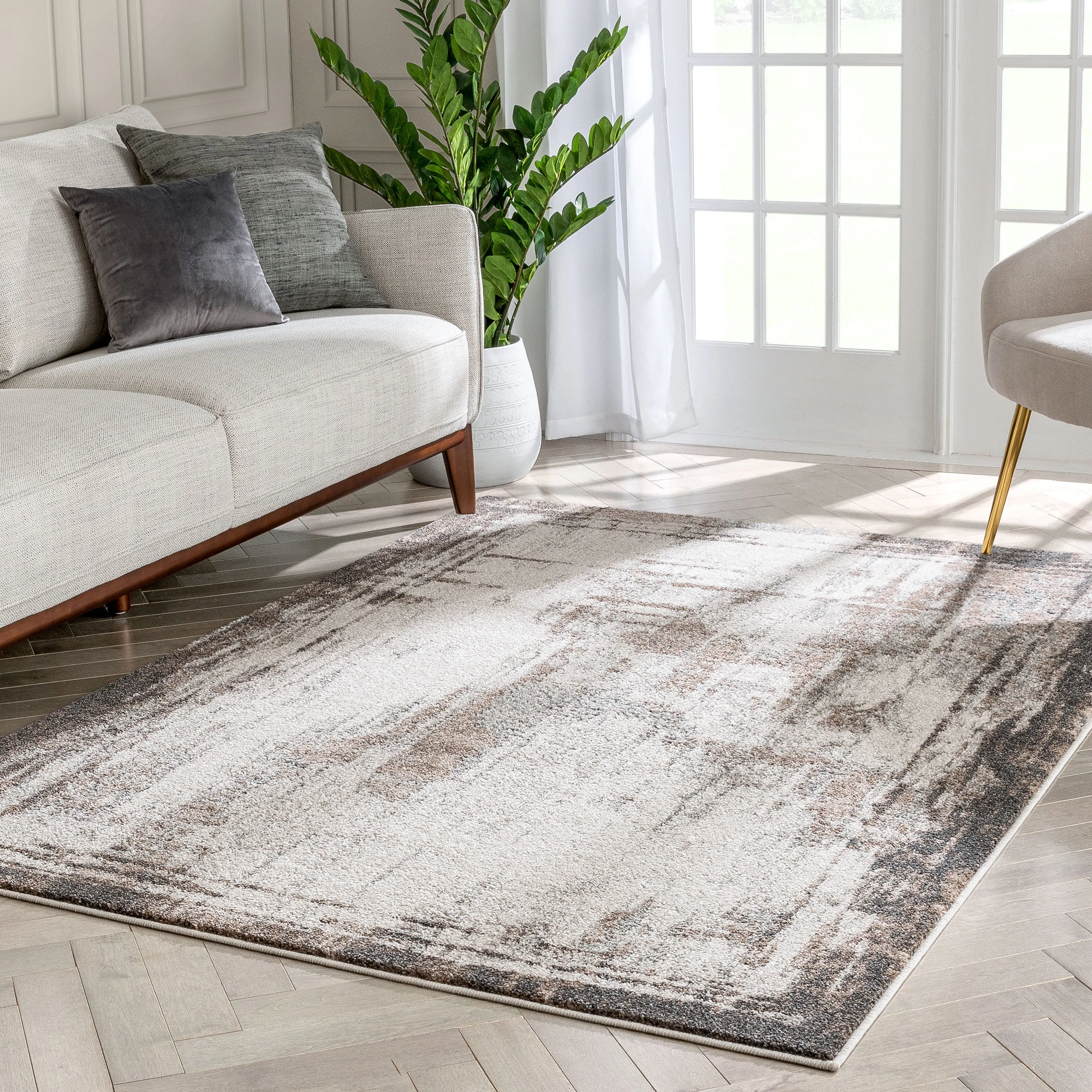 Francis Abstract Brushstroke Ivory Vintage Rug