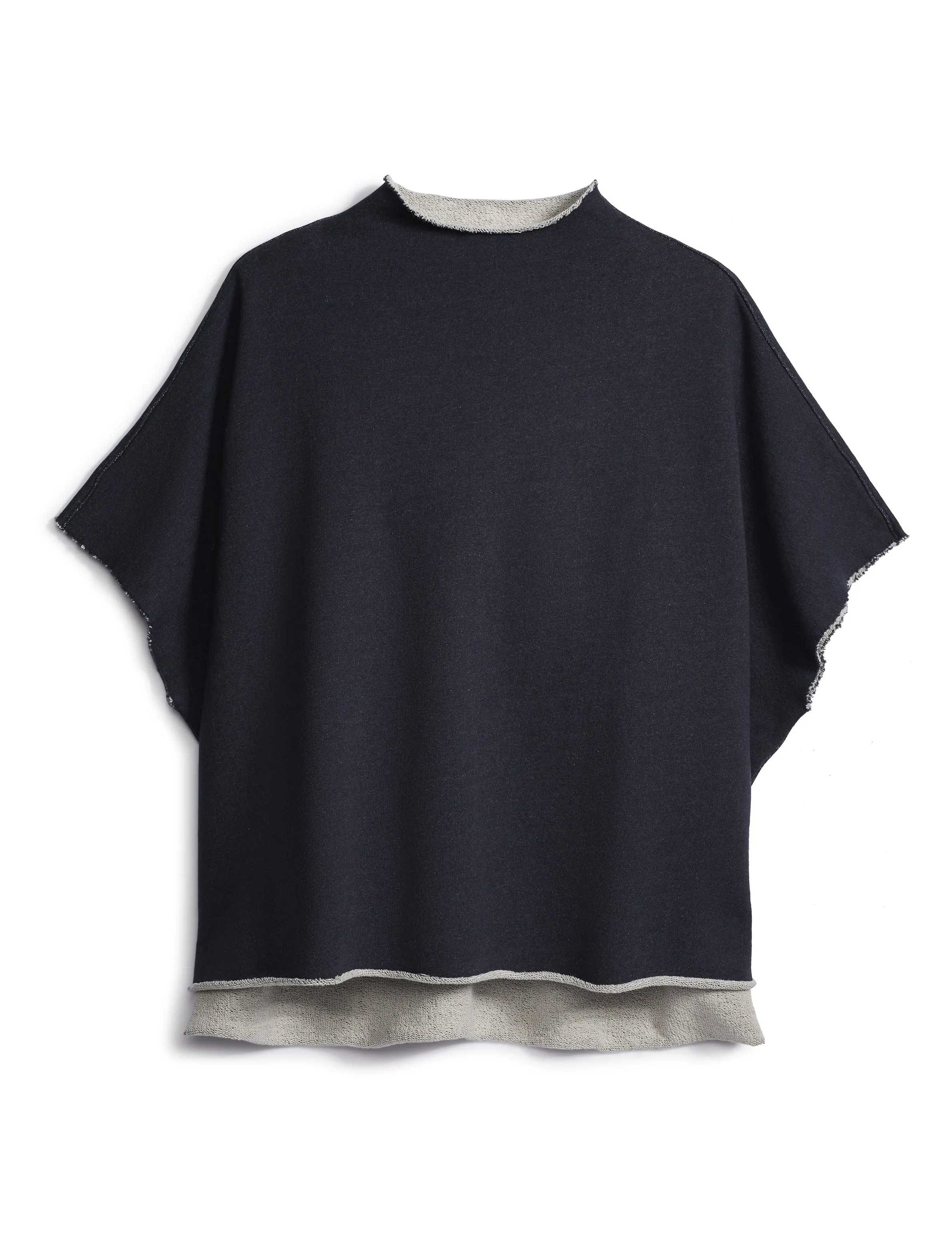 Frank & Eileen - Funnel Neck Capelet in Navy Melange
