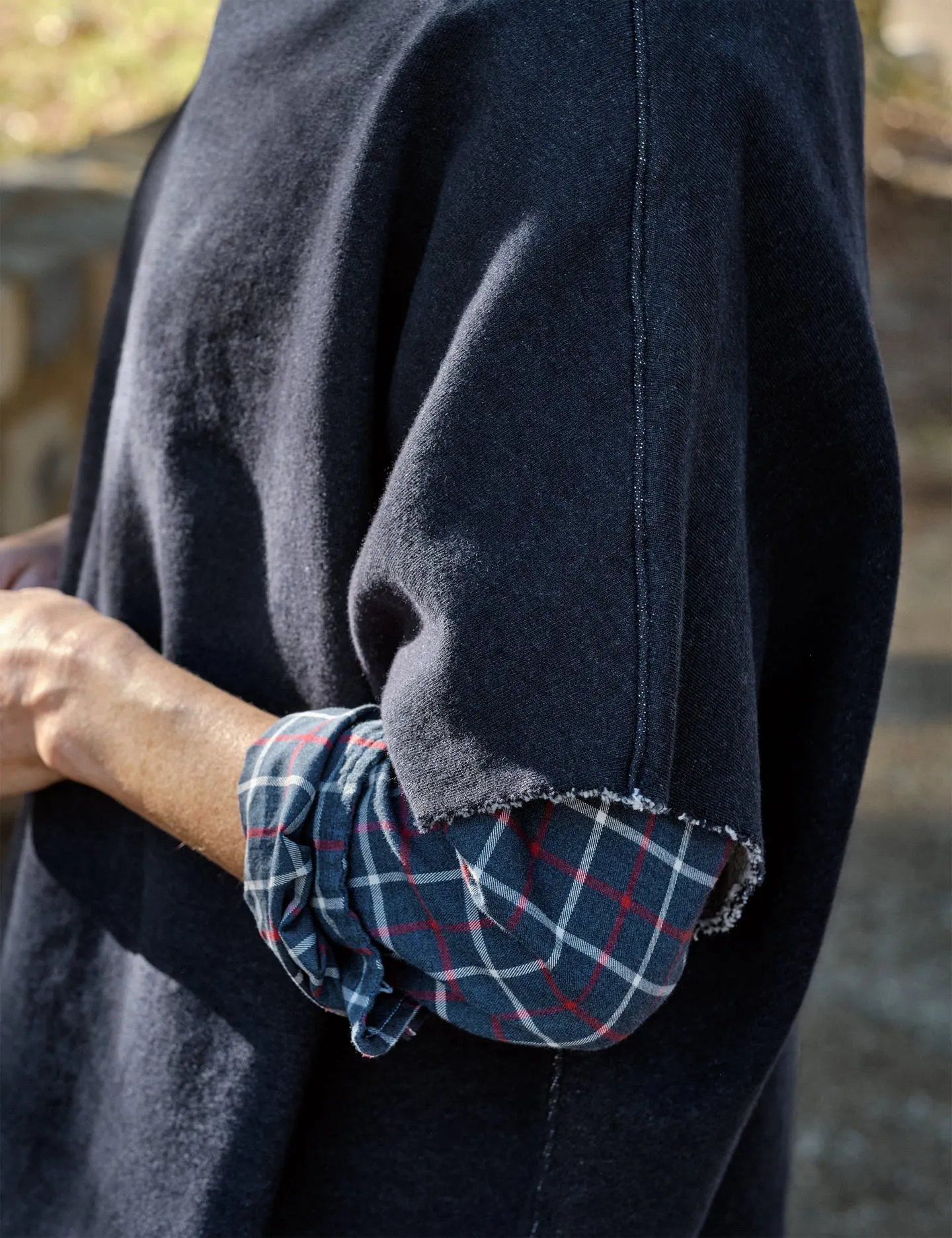 Frank & Eileen - Funnel Neck Capelet in Navy Melange