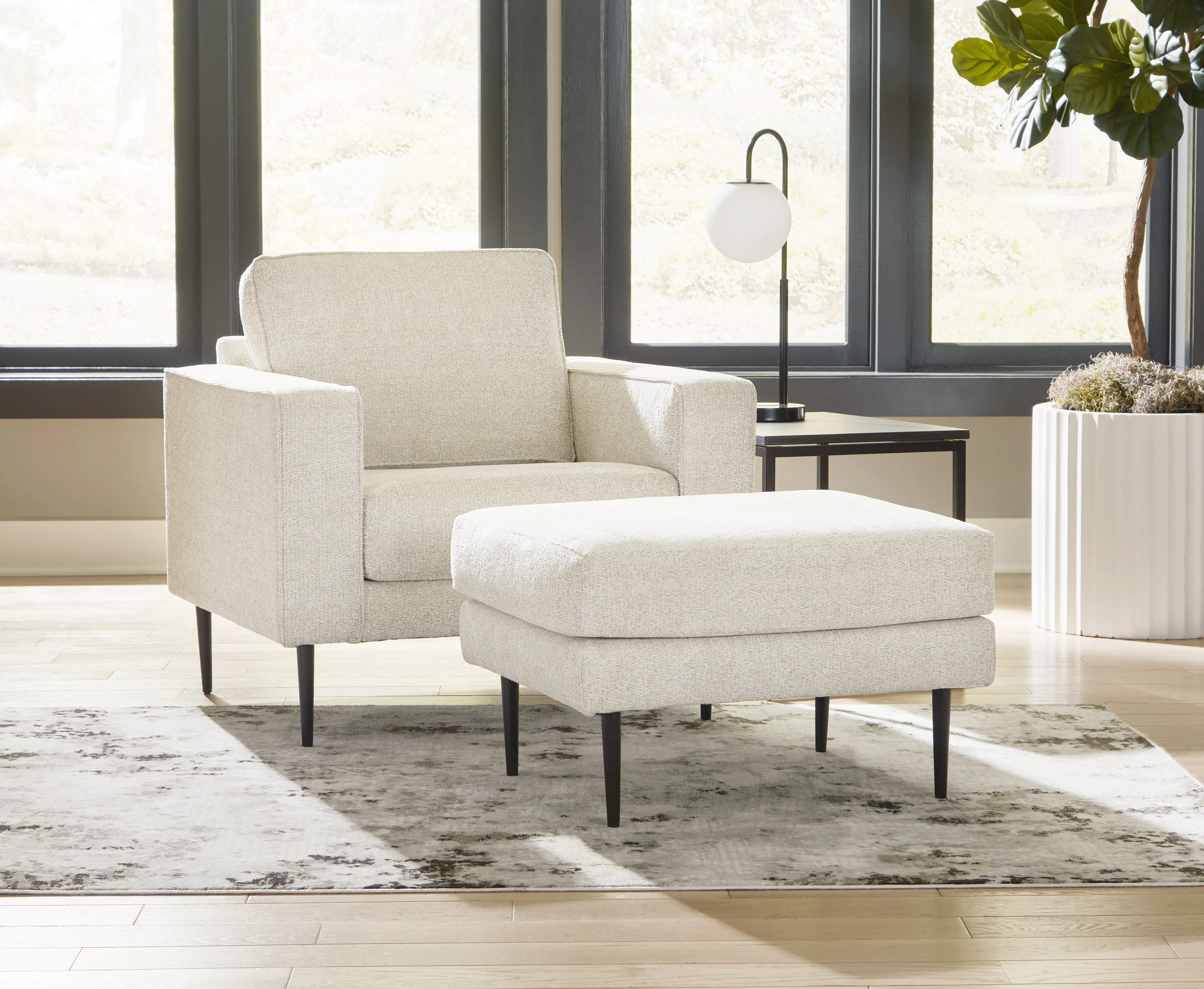 Hazela Chair and Ottoman in Sandstone