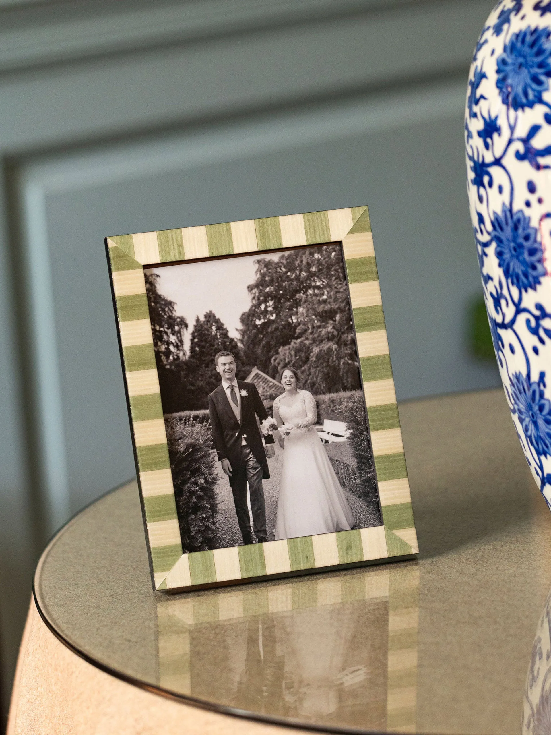 Pistachio Delilah striped photo frame