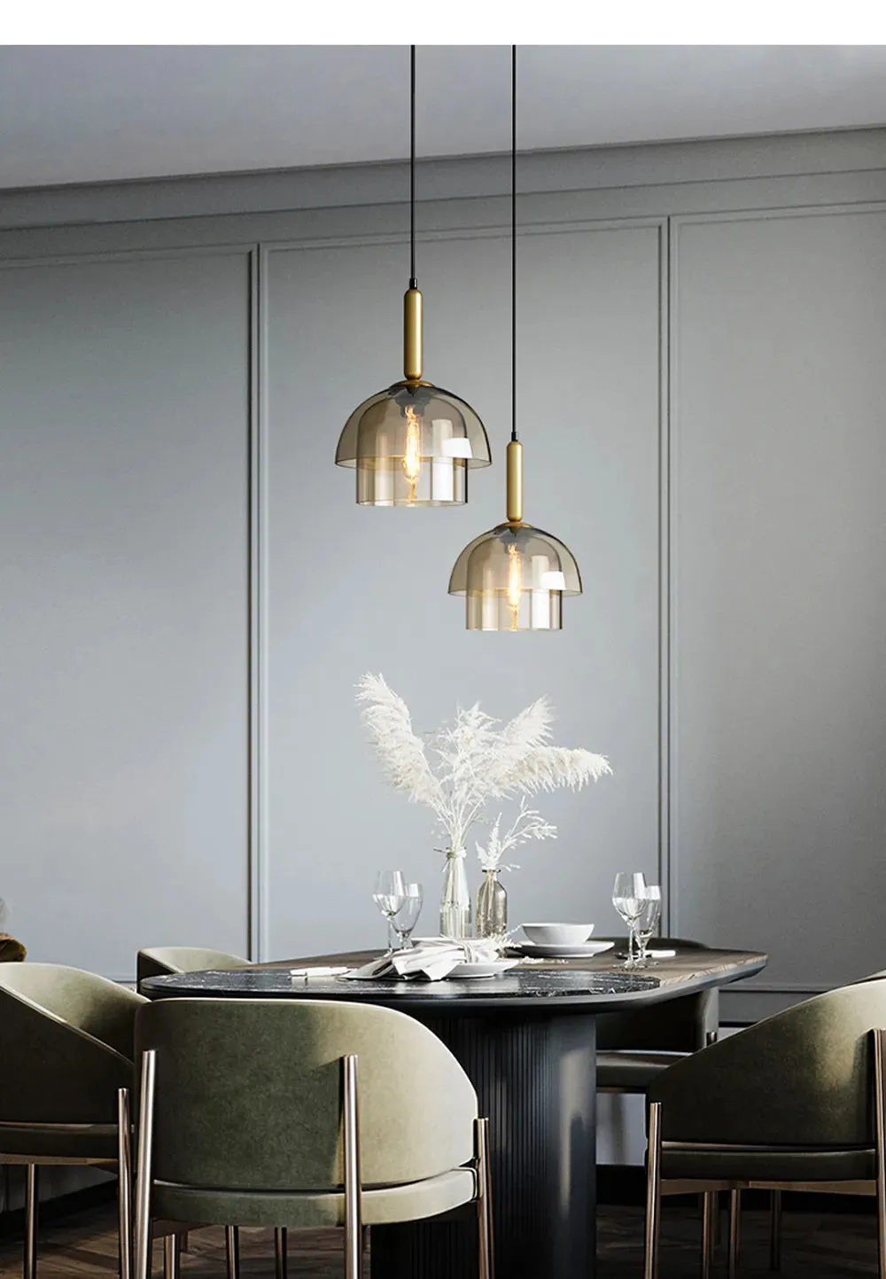 WAD Modern LED Pendant Lamp Vintage Art Champagne Glass