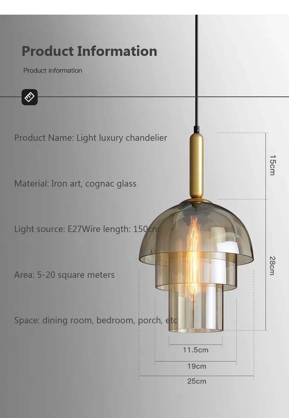 WAD Modern LED Pendant Lamp Vintage Art Champagne Glass