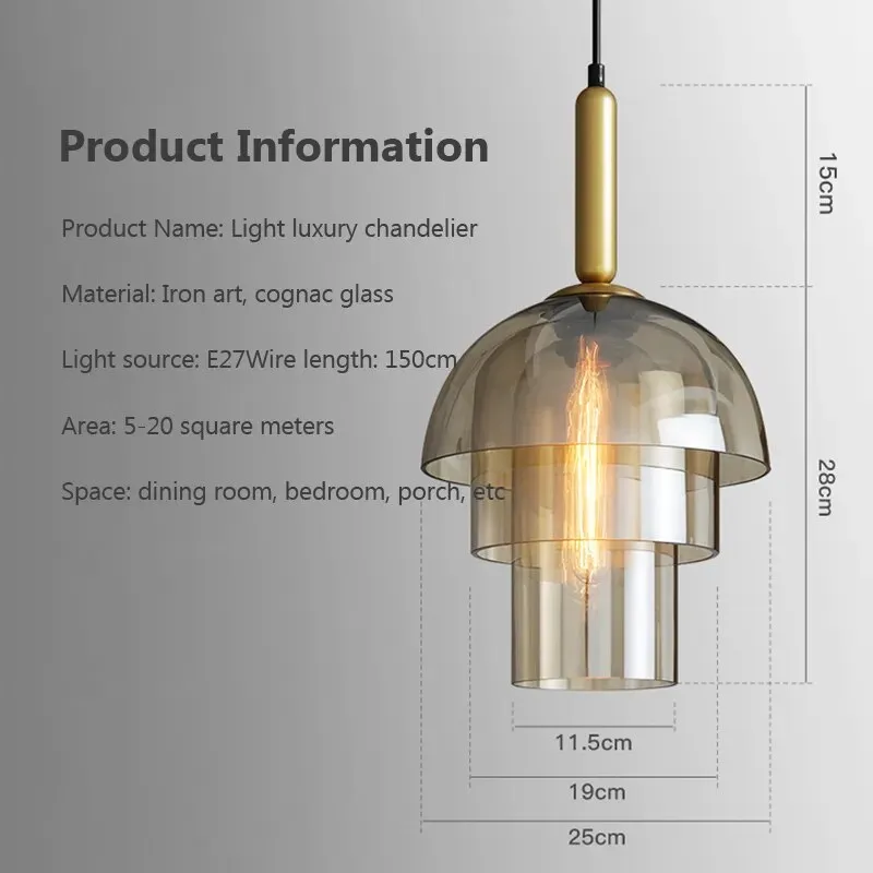 WAD Modern LED Pendant Lamp Vintage Art Champagne Glass