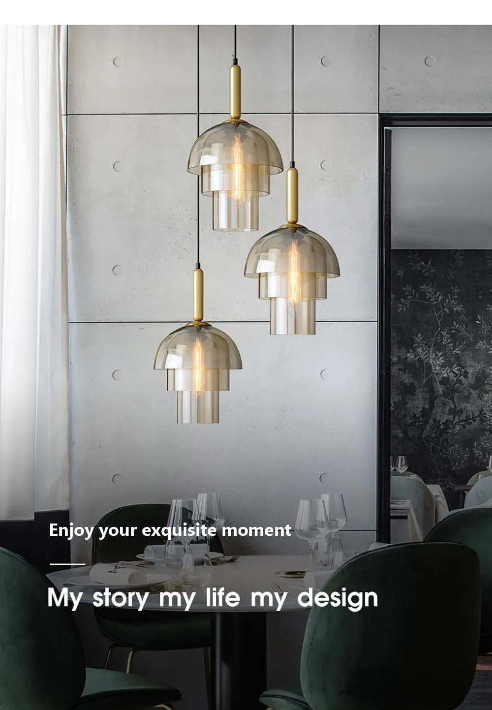 WAD Modern LED Pendant Lamp Vintage Art Champagne Glass