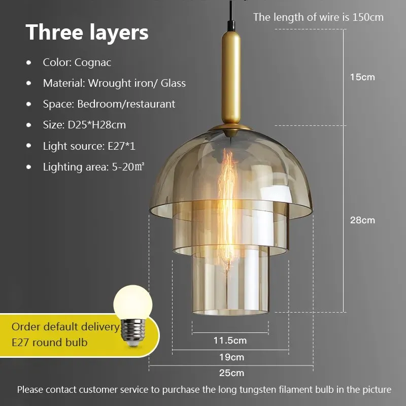 WAD Modern LED Pendant Lamp Vintage Art Champagne Glass