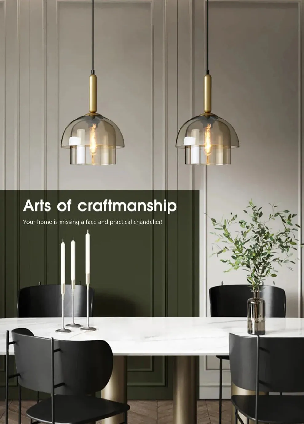 WAD Modern LED Pendant Lamp Vintage Art Champagne Glass