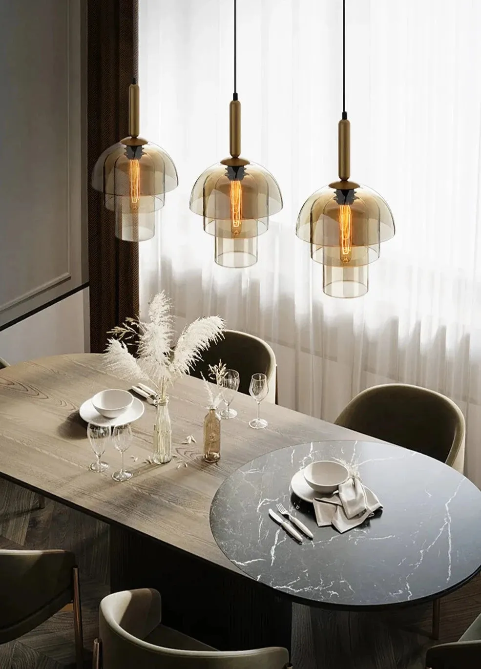 WAD Modern LED Pendant Lamp Vintage Art Champagne Glass